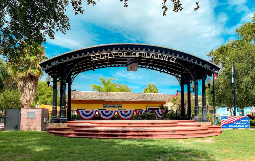 The stage in downtown Dunedin's Pioneer Park